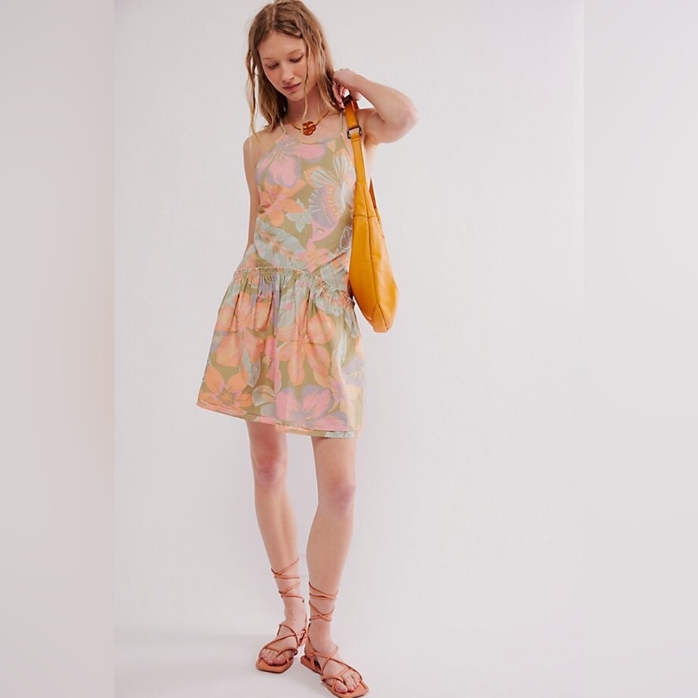 Free People Desserted Island Mini Floral Boho Beach Dress Size Small New - Picture 1 of 8